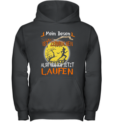 Mein Besen ist zerbrochen also geh ich jetzt Laufen Halloween Youth Hoodie - NFLFanGift