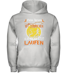 Mein Besen ist zerbrochen also geh ich jetzt Laufen Halloween Youth Hoodie - NFLFanGift