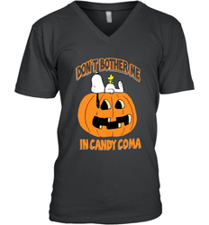 Don't Bother Me In Candy Coma Funny Snoopy Pumpkin Halloween Men's Vneck - NFLFanGift