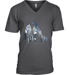 NFL Los Angeles Rams High Heel Butterfly Rhinestone Tide Men's Vneck - NFLFanGift