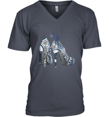 NFL Los Angeles Rams High Heel Butterfly Rhinestone Tide Men's Vneck - NFLFanGift