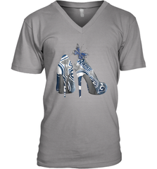NFL Los Angeles Rams High Heel Butterfly Rhinestone Tide Men's Vneck - NFLFanGift