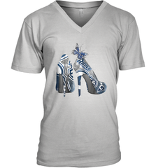 NFL Los Angeles Rams High Heel Butterfly Rhinestone Tide Men's Vneck - NFLFanGift