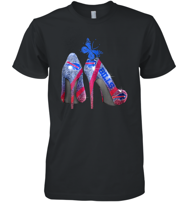 NFL Buffalo Bill Rhinestone High Heels Butterfly Rhinestone Tide Men's Premium T-Shirt - NFLFanGift
