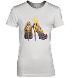 NFL Baltimore Ravens Steelers Rhinestone High Heels Women's The Boyfriend Tee - NFLFanGift