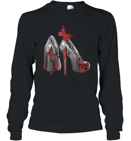 Arizona Cardinals High Heel Butterfly Rhinestone Tide NFL Long Sleeve T-Shirt - NFLFanGift