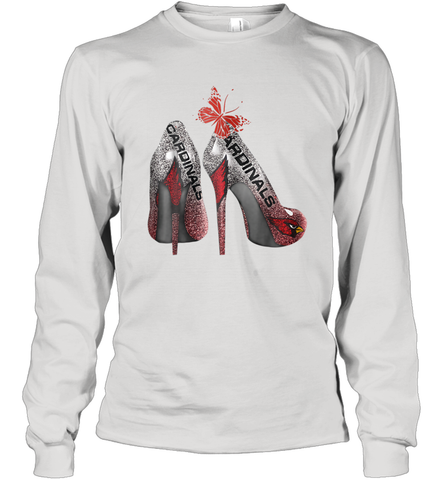 Arizona Cardinals High Heel Butterfly Rhinestone Tide NFL Long Sleeve T-Shirt - NFLFanGift