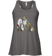 Pittsburgh Steeler High Heel Butterfly Rhinestone Tide Racerback Tank - NFLFanGift