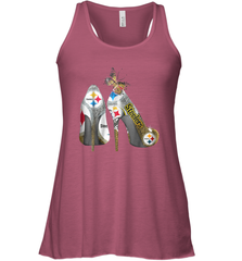 Pittsburgh Steeler High Heel Butterfly Rhinestone Tide Racerback Tank - NFLFanGift