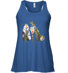 Pittsburgh Steeler High Heel Butterfly Rhinestone Tide Racerback Tank - NFLFanGift