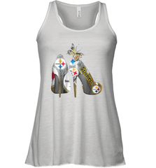 Pittsburgh Steeler High Heel Butterfly Rhinestone Tide Racerback Tank - NFLFanGift