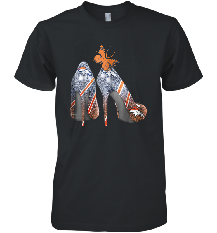 NFL Denver Broncos High Heel Butterfly Rhinestone Tide Men's Premium T-Shirt - NFLFanGift