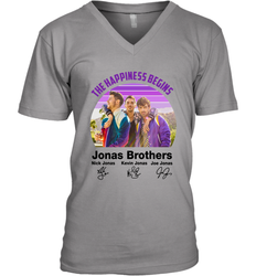 Signatures The Happiness Begins Jonas Brothers Shirt Men's Vneck - NFLFanGift