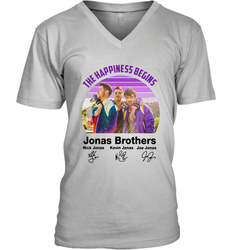 Signatures The Happiness Begins Jonas Brothers Shirt Men's Vneck - NFLFanGift