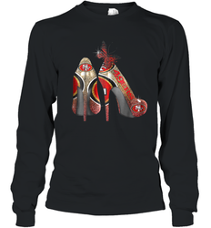 NFL San Francisco 49ers High Heel Butterfly Rhinestone Tide Youth Long Sleeve T-Shirt - NFLFanGift