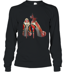 NFL San Francisco 49ers High Heel Butterfly Rhinestone Tide Youth Long Sleeve T-Shirt - NFLFanGift