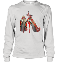 NFL San Francisco 49ers High Heel Butterfly Rhinestone Tide Youth Long Sleeve T-Shirt - NFLFanGift
