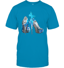 NFL Detroit Lions High Heel Butterfly Rhinestone Tide Men's T-Shirt - NFLFanGift