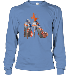 NFL Chicago Bears High Heel Butterfly Rhinestone Tide Long Sleeve T-Shirt - NFLFanGift