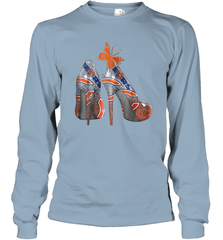 NFL Chicago Bears High Heel Butterfly Rhinestone Tide Long Sleeve T-Shirt - NFLFanGift