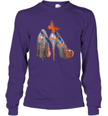 NFL Chicago Bears High Heel Butterfly Rhinestone Tide Long Sleeve T-Shirt - NFLFanGift