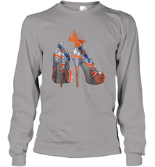 NFL Chicago Bears High Heel Butterfly Rhinestone Tide Long Sleeve T-Shirt - NFLFanGift