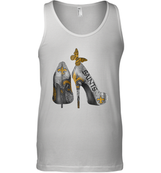 NFL New Orleans Saints High Heel Butterfly Rhinestone Tide Tank Top - NFLFanGift