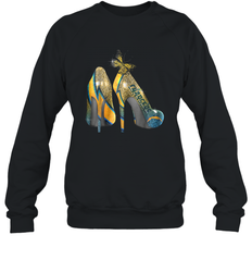 NFL Los Angeles Chargers High Heel Butterfly Rhinestone Crewneck Sweatshirt - NFLFanGift