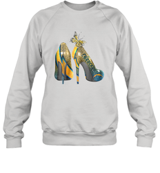 NFL Los Angeles Chargers High Heel Butterfly Rhinestone Crewneck Sweatshirt - NFLFanGift