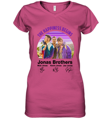 Signatures The Happiness Begins Jonas Brothers Shirt Women's Vneck - NFLFanGift