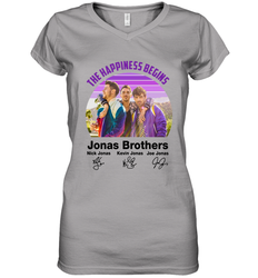 Signatures The Happiness Begins Jonas Brothers Shirt Women's Vneck - NFLFanGift
