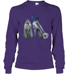 NFL Dallas Cowboys High Heel Butterfly Rhinestone Tide Youth Long Sleeve T-Shirt - NFLFanGift