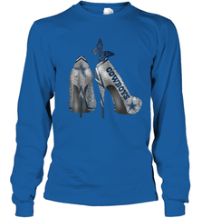 NFL Dallas Cowboys High Heel Butterfly Rhinestone Tide Youth Long Sleeve T-Shirt - NFLFanGift