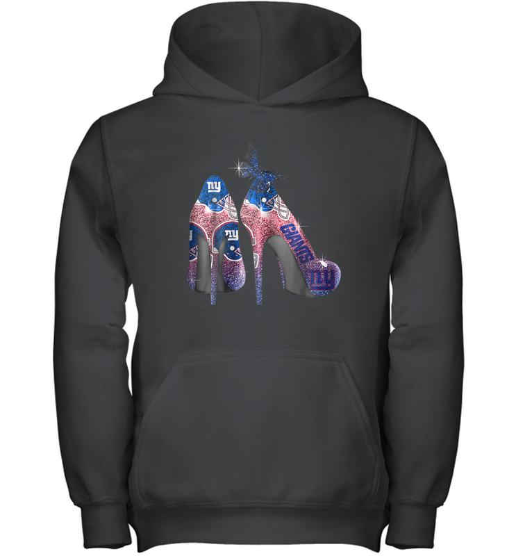 NFL New York Giants High Heel Butterfly Rhinestone Tide Youth Hoodie - NFLFanGift