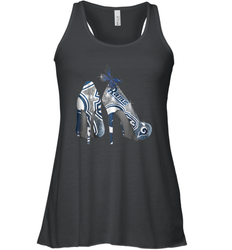 NFL Los Angeles Rams High Heel Butterfly Rhinestone Tide Racerback Tank - NFLFanGift