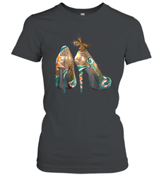 NFL Miami Dolphins High Heel Butterfly Rhinestone Tide Women's T-Shirt - NFLFanGift