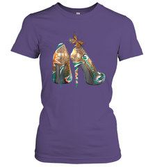 NFL Miami Dolphins High Heel Butterfly Rhinestone Tide Women's T-Shirt - NFLFanGift