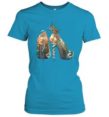 NFL Miami Dolphins High Heel Butterfly Rhinestone Tide Women's T-Shirt - NFLFanGift