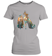 NFL Miami Dolphins High Heel Butterfly Rhinestone Tide Women's T-Shirt - NFLFanGift
