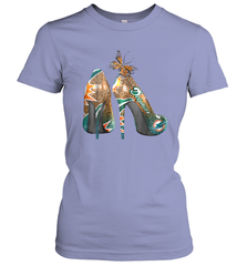 NFL Miami Dolphins High Heel Butterfly Rhinestone Tide Women's T-Shirt - NFLFanGift