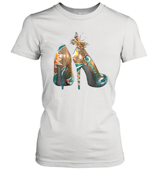 NFL Miami Dolphins High Heel Butterfly Rhinestone Tide Women's T-Shirt - NFLFanGift