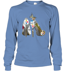 Pittsburgh Steeler High Heel Butterfly Rhinestone Tide Long Sleeve T-Shirt - NFLFanGift
