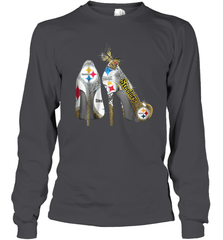 Pittsburgh Steeler High Heel Butterfly Rhinestone Tide Long Sleeve T-Shirt - NFLFanGift