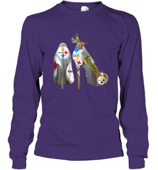 Pittsburgh Steeler High Heel Butterfly Rhinestone Tide Long Sleeve T-Shirt - NFLFanGift
