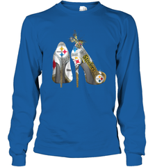 Pittsburgh Steeler High Heel Butterfly Rhinestone Tide Long Sleeve T-Shirt - NFLFanGift