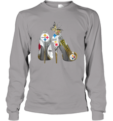 Pittsburgh Steeler High Heel Butterfly Rhinestone Tide Long Sleeve T-Shirt - NFLFanGift
