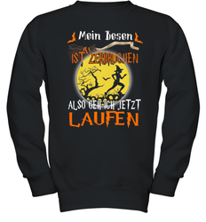 Mein Besen ist zerbrochen also geh ich jetzt Laufen Halloween Youth Sweatshirt - NFLFanGift
