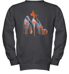 NFL Chicago Bears High Heel Butterfly Rhinestone Tide Youth Sweatshirt - NFLFanGift