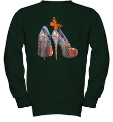 NFL Chicago Bears High Heel Butterfly Rhinestone Tide Youth Sweatshirt - NFLFanGift