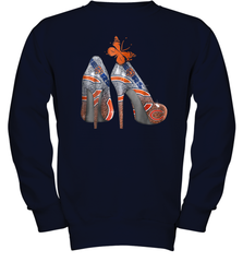 NFL Chicago Bears High Heel Butterfly Rhinestone Tide Youth Sweatshirt - NFLFanGift